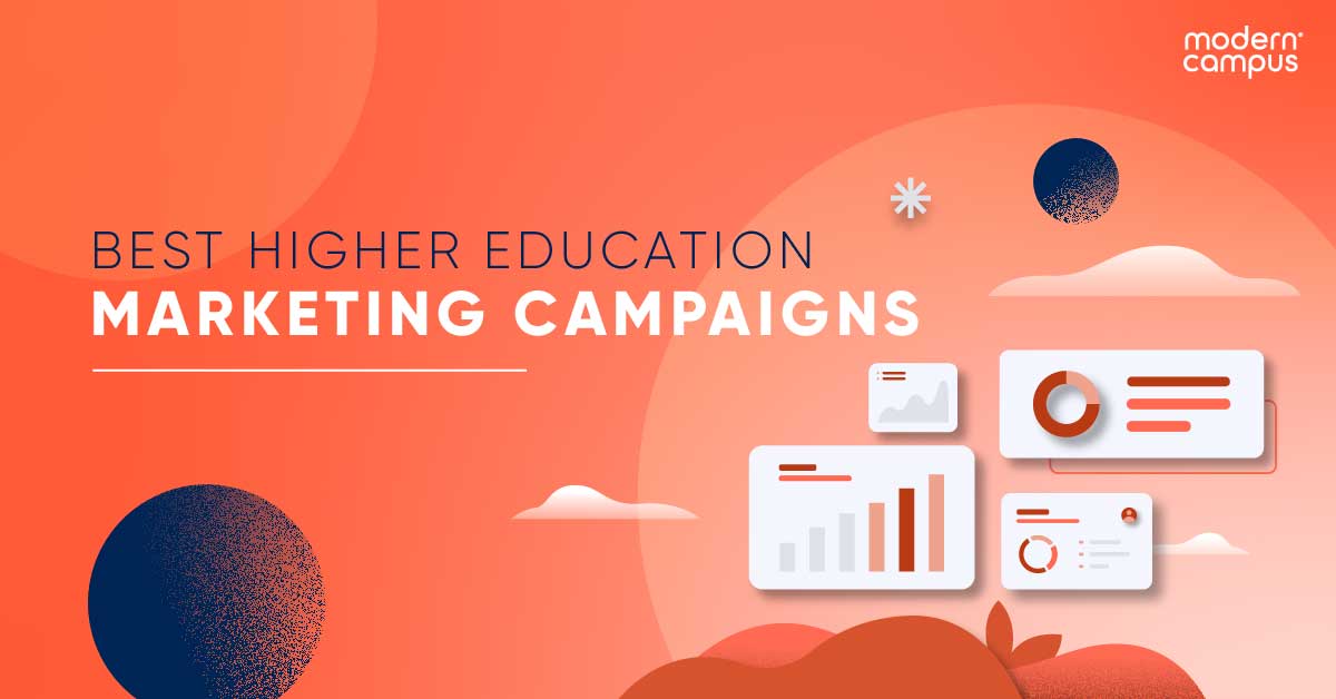 Graphic with the phrase Best Higher Education Marketing Campaigns.